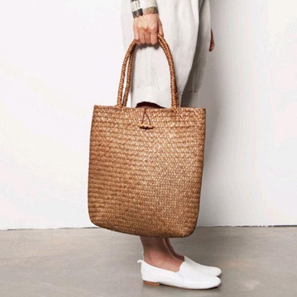 Star Posh Handbags - Large Woven Straw Tote Bag Shopping Handbag